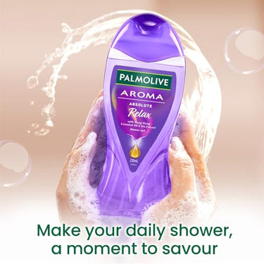 Palmolive Aroma Absolute Relax Body Wash For Women & Men, 250Ml Shower Gel Single Bottle, 100% Natural Ylang Ylang Essential Oil & Iris Extracts For A Smooth Skin, Ph Balanced Bodywash